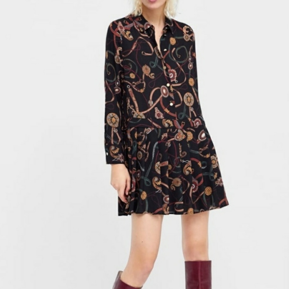 Zara Basic Chain Buckle Print Dress